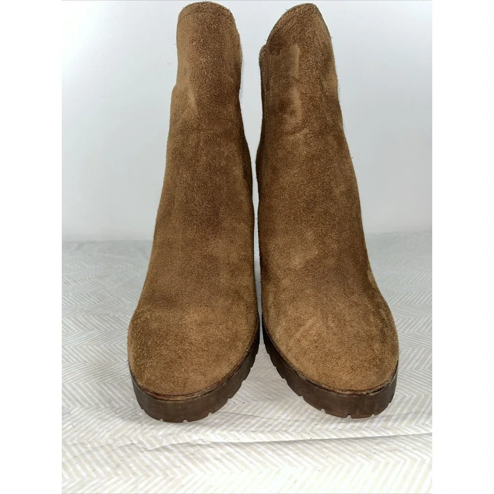 Michael Kors Womens 8.5 M The Chelsea Brown Suede Leather Casual Wedge Boot Heel